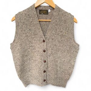 Vintage Eddie Bauer Wool Tweed Sweater Vest Speckled Knit size L